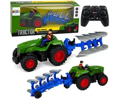 Lean Toys RC traktorius su plūgu ir ūkininku 1:24