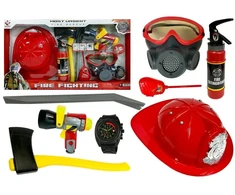 Lean Toys Gaisrininko žaislų rinkinys su šalmu ir gesintuvu