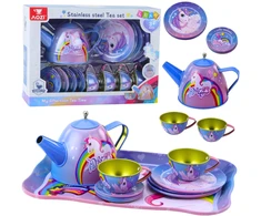 Lean Toys Vaikiškas metalinis arbatos servizas su vienaragio motyvais