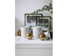 Lyngby Porcelæn - Rombo baltas puodelis su rankena - 33 cl - 2 rinkinys