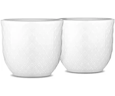 Lyngby Porcelæn - Rombo balto kiaušinio puodelis - Ø5 cm - 2 rinkinys