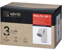 Orno MALTA SP 1, sieninis-lubinis šviestuvas, GU10, maks. 12 W, IP20, baltas, stačiakampis cokolis