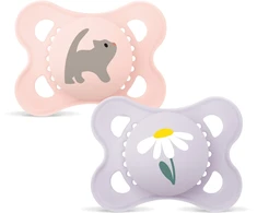 MAM – originalus šilkinis čiulptukas, 2 vnt. pakuotė – rožinis – 0–6 mėn.