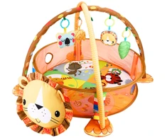 Lean Toys Vaikiškas žaidimų kilimėlis liūto formos su kamuoliukais, 3-in-1