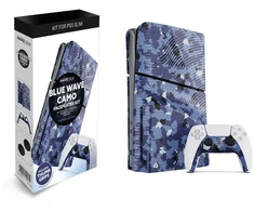 Maxx Tech PS5 plonos priekinės plokštės + valdiklio priekinės plokštės – „Mėlyna Wave Camo“