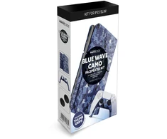 Maxx Tech PS5 plonos priekinės plokštės + valdiklio priekinės plokštės – „Mėlyna Wave Camo“