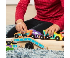 Melissa Doug - Medinės transporto priemonės Automobilių vežėjas Mega lenktyninis automobilis (806254)