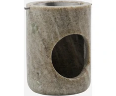 Meraki - Aliejaus degiklis - MKMarble rusvai gelsvas - Sidabrinė apdaila - Ilgis: 7,5 cm, Plotis: 7,5 cm, Aukštis: 10 cm