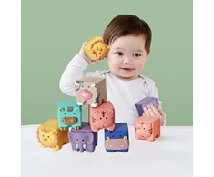 Lean Toys Minkšti edukaciniai kaladėlės su gyvūnais, raidėmis ir skaičiais, 12 vnt.
