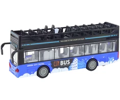 Lean Toys Dviaukštis miesto autobusas 1:16 su šviesomis ir garsais, mėlynas