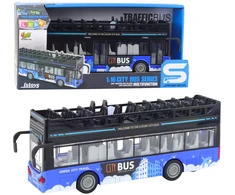 Lean Toys Dviaukštis miesto autobusas 1:16 su šviesomis ir garsais, mėlynas