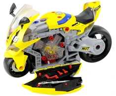 Lean Toys Žaislinis motociklas su dirbtuvėmis 43 cm geltonas