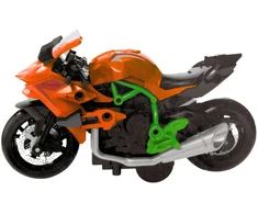 Lean Toys Motociklas 1:14 Mastelio, Žalios-Oranžinės Spalvos