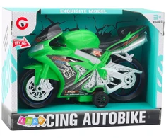 Lean Toys Žaislinis lenktyninis motociklas su šviesomis ir garsais, žalias