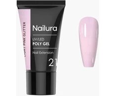 Nailura - Polimerinis gelis 21 - šviesiai rožinis blizgučiai - 30 ml