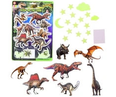 Lean Toys Fluorescenciniai lipdukai su dinozaurais ir žvaigždėmis