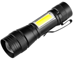 Neo Tools Įkraunama XPE+COB žibintuvėlis su šonine lempa