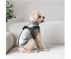 Nordic Paws Nordic letenėlės - Šuns paltas Thor su petnešomis 45 cm - Šviesiai pilkas - L