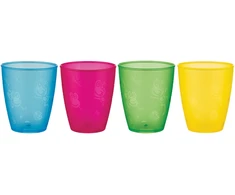 „Nuby“ – 4 dalių geriamųjų stiklinių rinkinys – ryškios spalvos – 300 ml + 9 mėn.