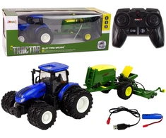 Leantoys Mėlynas traktorius su presu