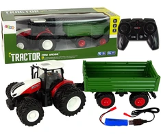 Lean Toys RC traktorius su priekaba 1:24 Raudona žalia