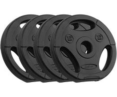 Bituminių svarelių rinkinys 4x1.25kg, skylė 31mm, plokštė su rankenomis, REBEL ACTIVE