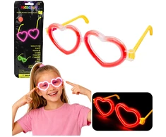 Lean Toys Neoniniai širdies formos šviečiantys akiniai su lanksčiomis šviesos lazdelėmis, universalūs, vaikams ir suaugusiems, raudoni