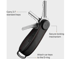 Orbitkey - Crazy Horse odinis raktų dėklas - obsidiano raudonumo