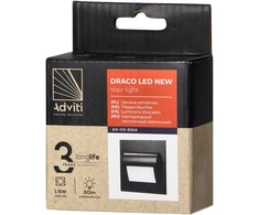 DRACO LED NEW 1.5W, įleidžiamas laiptų šviestuvas, 12VDC, 30lm, 3000K, juodas, inovatyvus tvirtinimo būdas
