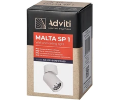Lubinis šviestuvas Orno MALTA SP 1, sienų ir lubų tvirtinimas, GU10 maks. 12W, IP20, balta