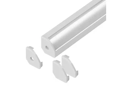 Orno Rinkinys: aliuminio profilis LED juostoms, 2000 x 18 x 18 mm, kampinis, baltas, matinis dangtelis, 4 galiniai dangteliai