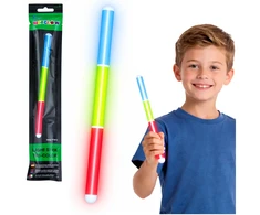 Lean Toys Trijų spalvų fluorescencinis švytintis lazdelės žaislas, skirtas vakarėliams ir lauko renginiams, 31,5 cm