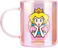 Gertuvė Paladone Super Mario - Princess Peach vaivorykštinis stiklinis puodelis