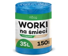 Panel Hurtowy Realb2B Worki na Śmieci 35L 150 vnt. Uniwersalne Worki Wiązane Mocne Mėlyna