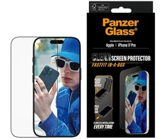 „PanzerGlass“ – ekrano apsauga su juodu rėmeliu – „iPhone 17 Pro“ – UWF su „Fastfit“ dėkle