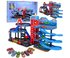 Lean Toys Automobilių aikštelė su 8 metaliniais automobiliais ir dekoratyviniais lipdukais, 4 lygiai