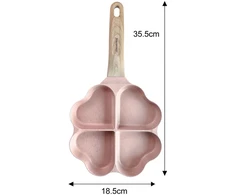 Keptuvė Keptuvė nepridegančia danga, 4 širdies formos sekcijos, rožinė su medine rankena, 35,5x19,2x2,8 cm, Klausberg, kb-7820