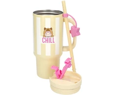 PENFection - Puodelis išsinešimui su šiaudeliu CHILL - Sviesto geltonumo - 470 ml