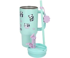 PENFection - Puodelis išsinešimui su šiaudeliu - PANDA - turkio spalvos - 470 ml
