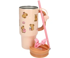 PENFection - Puodelis išsinešimui su šiaudeliu - CAPYBARA - Smėlio-rudos spalvos - 470 ml
