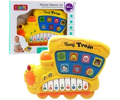 Lean Toys Muzikinis žaislas vaikams – geltonas lokomotyvas su pianinu
