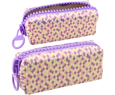 Piórnik Penalas mokyklai su undinės žvynų raštu, didelis užtrauktukas, violetinis, 21x8x6.5 cm