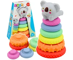 Lean Toys Sensorinė piramidė pastelinė 7 vnt.