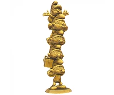 Plastoy Smurfų dervos statula Smurfų kolona Auksinis riboto leidimo 50 cm