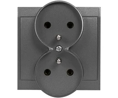 Plastrol Lizdas wtyczkowe podwójne -luna- p/t 2x2p+su 16a, 250v do systemu ramkowego, antracito