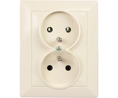 Plastrol Dvigubas įleidžiamas lizdas su įžeminimu, 2x2p+uz, 16A, 250V