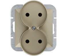 Plastrol Dvigubas kištukinis lizdas -perlų- p/t 2x2p 16a, 250v rėmelių sistemai, satinas