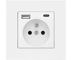 Plastrol Vienvietė kištukinė lizdinė plokštė 2P+Z su USB-A+C