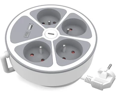 Plastrol Przedłużacz 4-gniazdowy su włącznikiem i gniazdami usb-a i usb-c