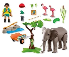 PLAYMOBIL - Dramblys su zoologijos sodo prižiūrėtoju (72068)